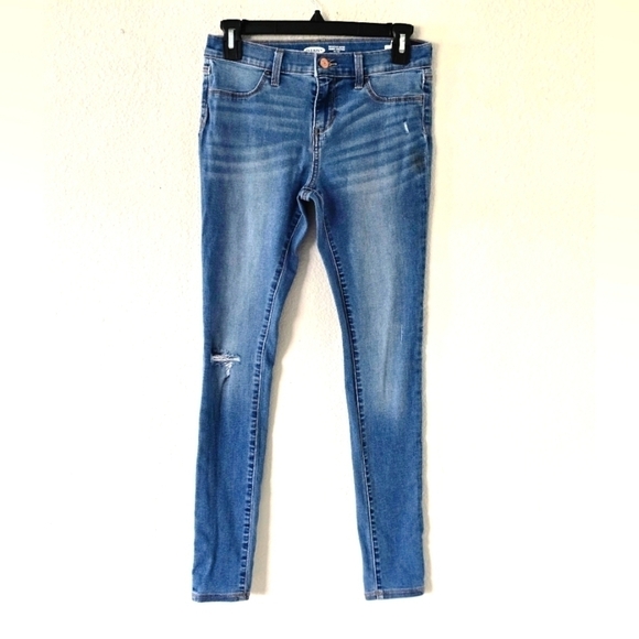 Old Navy Jeans Junior Sz 14 Blue Rockstar Skinny Mid Rise Light Wash 28x26 - Picture 1 of 9